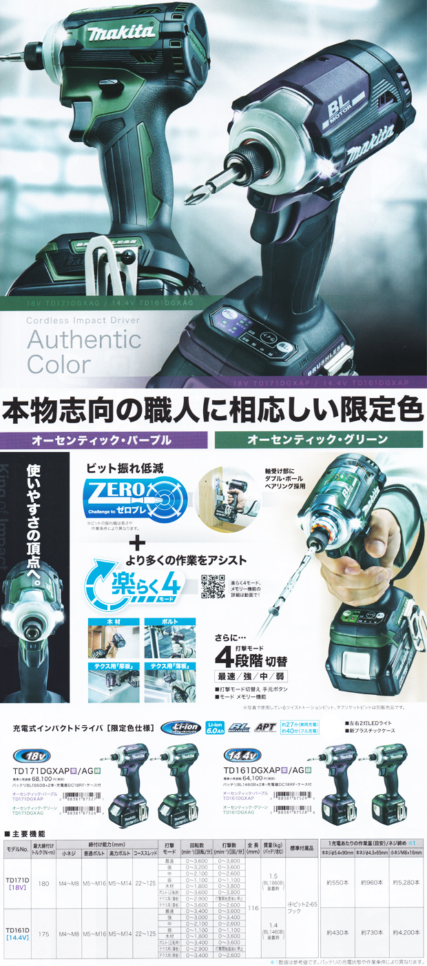 ◇◇MAKITA マキタ 充電式インパクトドライバ 18ｖ TD171D - その他