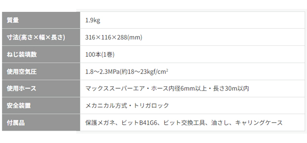 MAX 高圧ねじ打機 ターボドライバ HV-R41G6(D)-G・R