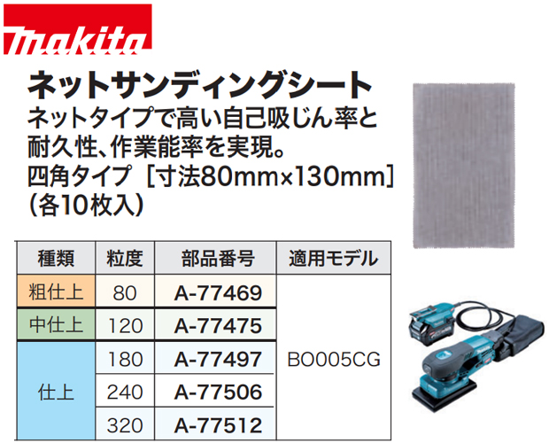 マキタ ネットサンディングシート 10枚入（BO005CG用）