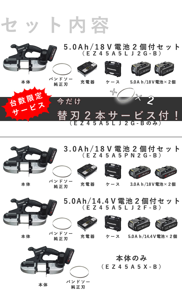 高級品 パナソニック 充電バンドソー EZ45A5 デュアル 14.4V 18V対応