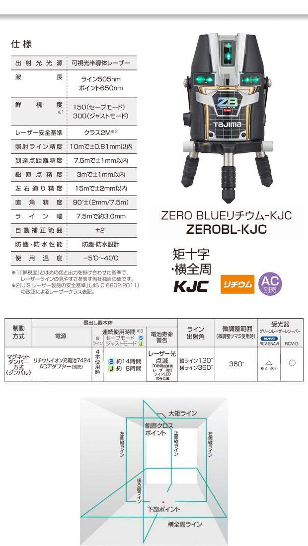 タジマツール Tajima TERAレーザー 矩十字・横全周 10m IP ML10-KJC - 2