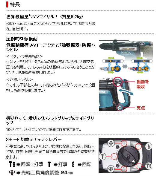 マキタ　35mmハンマドリル　HR3541FC　（SDS-MAXタイプ）