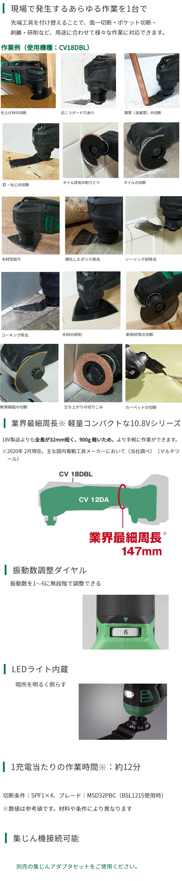 Hikoki 10.8Vコードレスマルチツール CV12DA